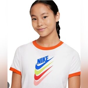 🌟7/25$ GIRLS NIKE Logo Ringer Tee Large